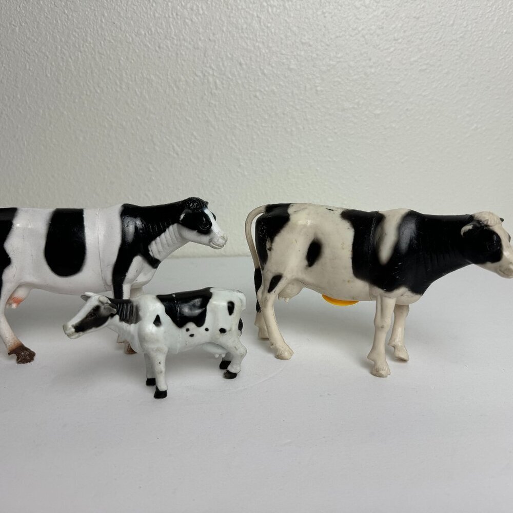 Vintage Lot of 3 Cows HARD Plastic Decor for Farmhouse Cottage